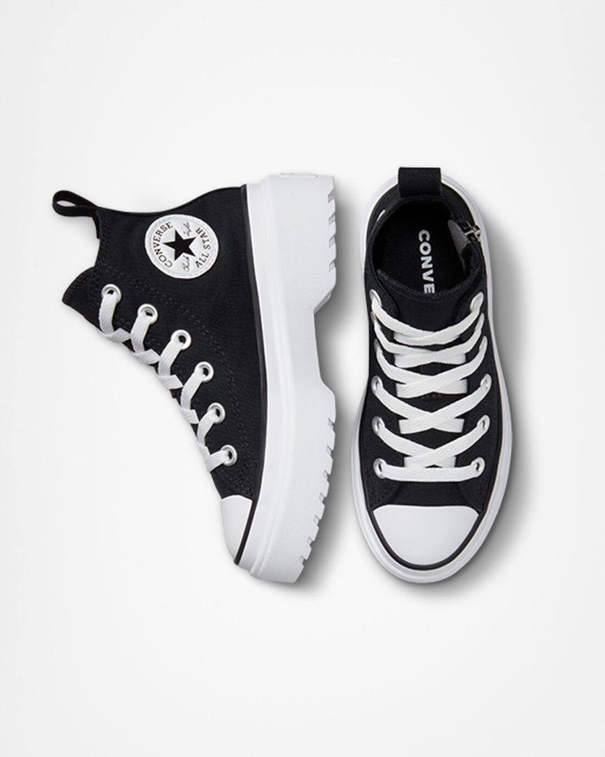 Sapatos Plataforma Converse Chuck Taylor All Star Lugged Lift Lona Cano Alto Menina Pretas Branco | PT F08P1T9